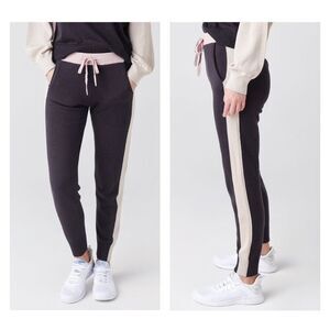 NWT Monrow Women's Color-Block XL Sporty Supersoft Sweatpants Jogger Pants Black